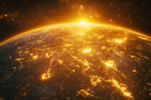 Golden blanket of light woven from children's glowing threads.