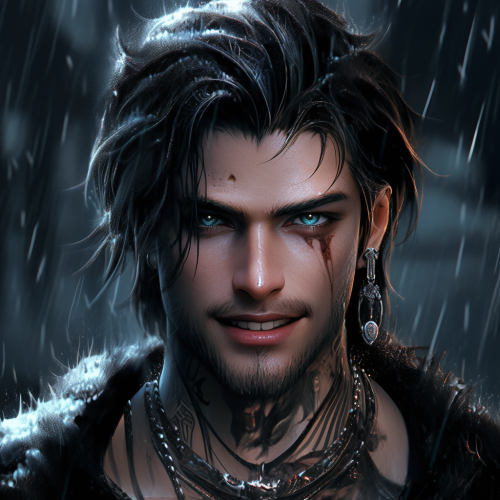 Realistic Gothic Viking with Blue Wolf Eyes