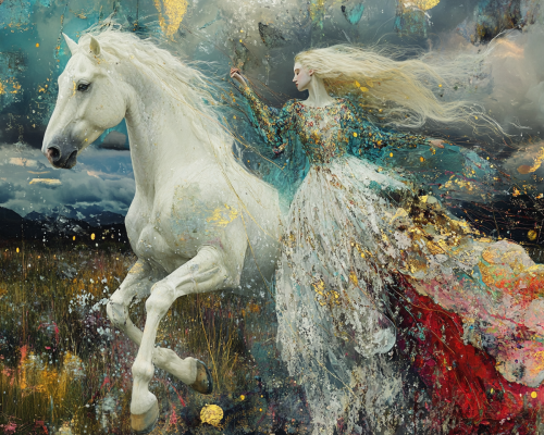 Graceful Ballet Dancer and Horse in Nordic Palette