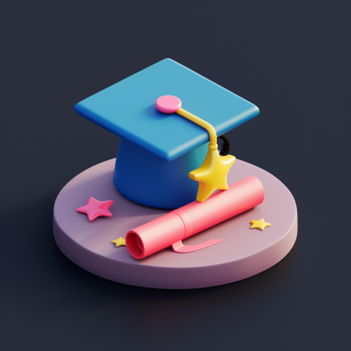 Graduation cap and diploma in colorful clay design