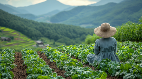 Grandmother Growing Vegetables in Gangwon-do, Korea Photo