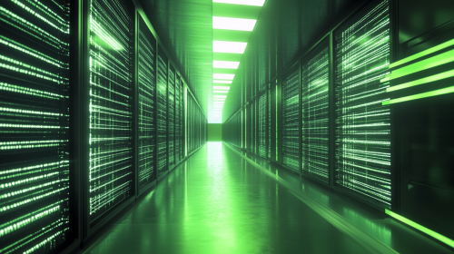 Green and white background image with 3D modeling.