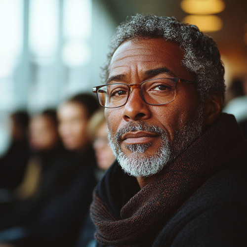 Cinematic Photo of a thoughtful leader
