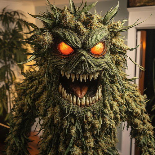 Halloween Monster: Scary Marijuana Nugget with Orange Colors