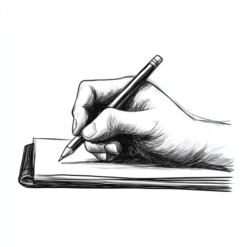 Hand Writing in Notebook with Pencil Illustration