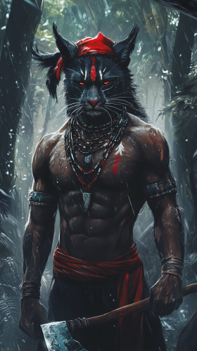 Hand drawn image of Brazilian Indian man in forest. Hand drawn image of Brazilian Indian man in forest.