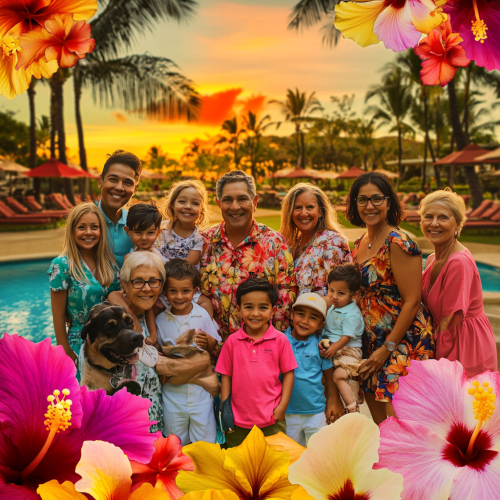 Happy Family Vacation in Hawaii at Sunset Happy Family Vacation in Hawaii at Sunset