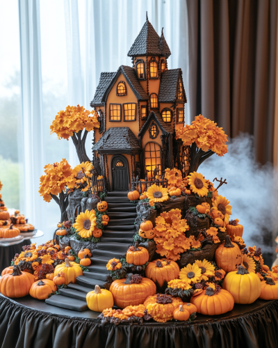 Haunted mansion themed cake at Halloween Ball event
