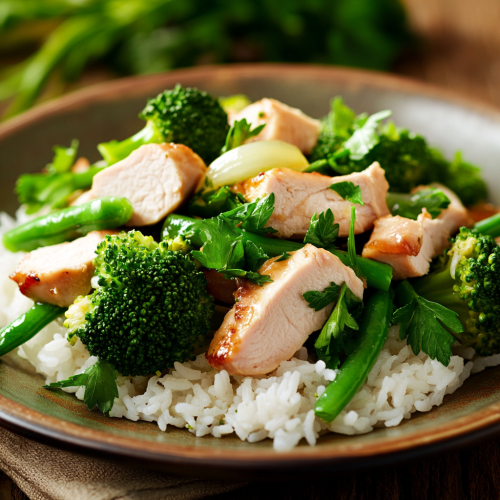 Healthy Turkey and Green Vegetable Plate