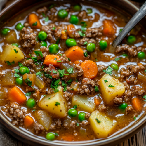 Hearty Shepherd's Pie Soup with Ground Beef
