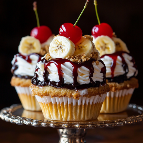 Heavenly No-Bake Banana Split Cupcakes with Creamy Chocolate