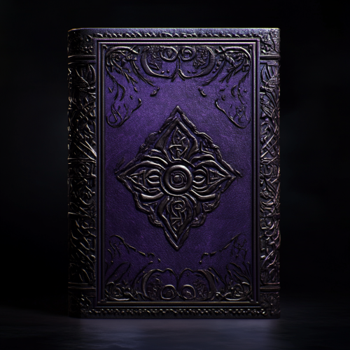High-def cover of ancient book in purple and black.