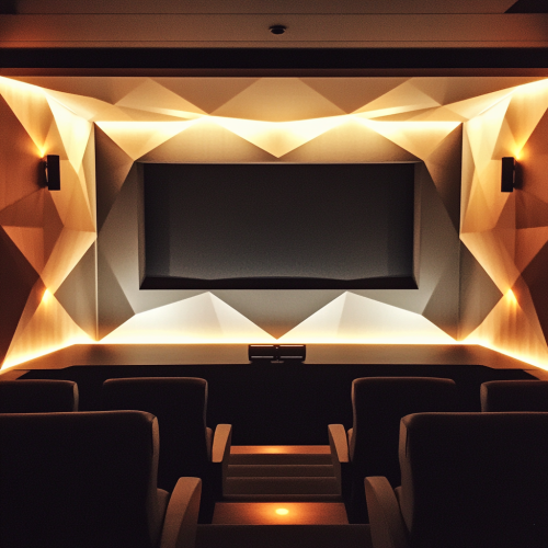 High-end home theater with Finnish architecture influence.