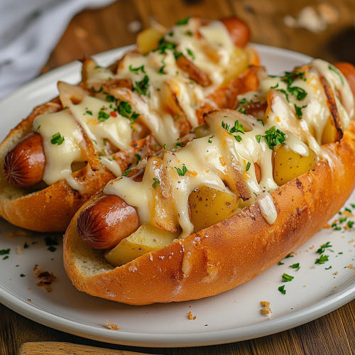 High resolution image of Potato Hotdog-bread with mozzarella cheese.