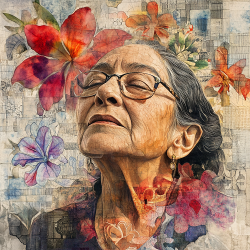 Hispanic Woman's Influence: Watercolor Tribute Collage