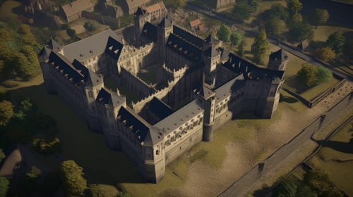 Historic castle surrounded by modern urban cityscape