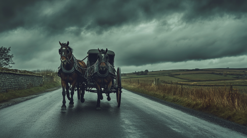 Horse-drawn Carriage on 19th century English Road
