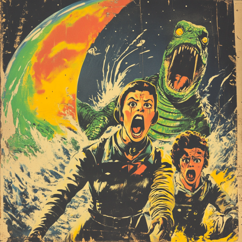 Humans and Creature in Space on Venus