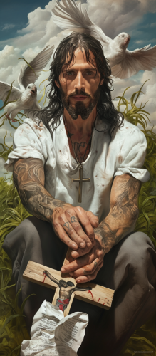 Hyperrealistic Jesus Cross Tattoo Design in Chicano Style Hyperrealistic Jesus Cross Tattoo Design in Chicano Style