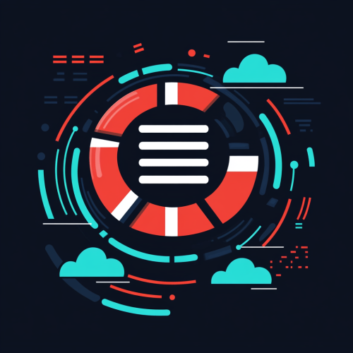 Icon design with shield, server, cloud, refresh symbol.