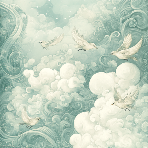 Illustration of delicate clouds and whimsical birds inspired.