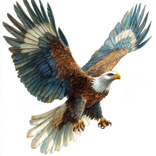 Illustration of eagle flying in the sky, text style.