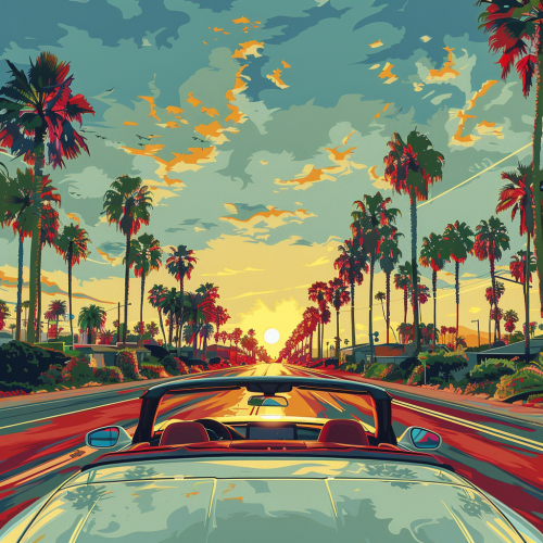 Illustration of road horizon view from white BMW.