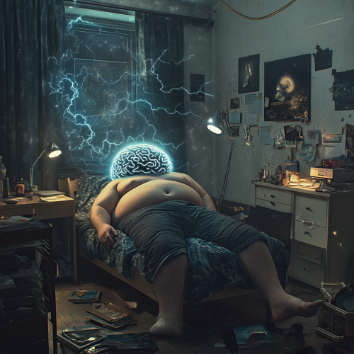 Image alt text: Fat superhero from The Boys, asleep in dorm bed. Image alt text: Fat superhero from The Boys, asleep in dorm bed.