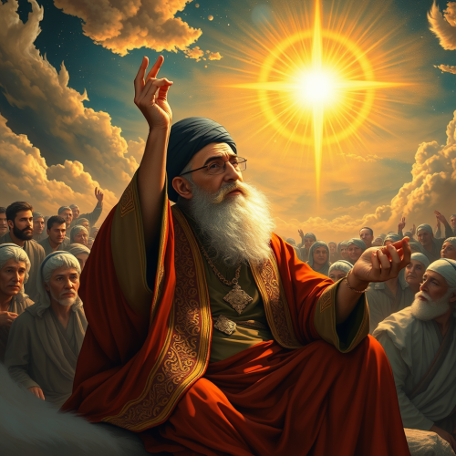 Imam Khomeini in the beautiful Heaven.