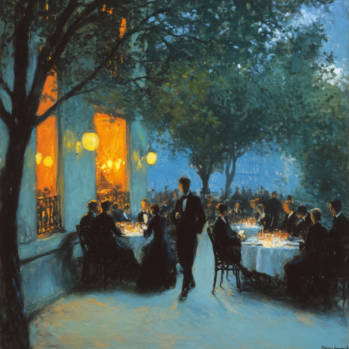 Impressionista pintura terracota neon azul Washington DC.