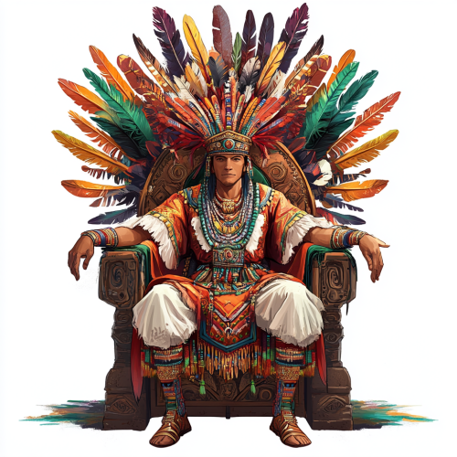 Indian King with Feathered Crown, Pixar-Style Cartoon 
