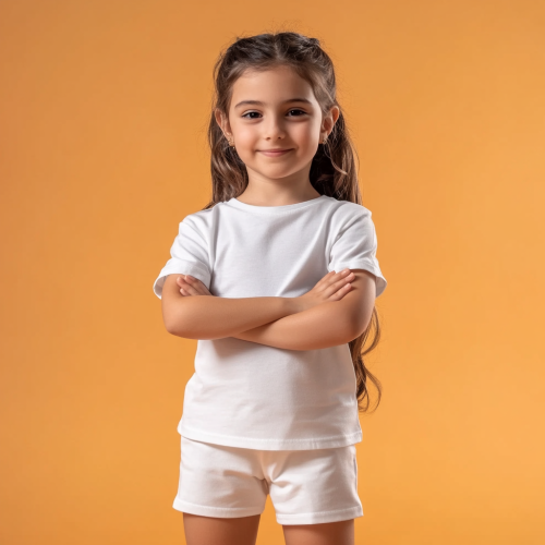 Indian girl in white outfit with smooth hair standing Indian girl in white outfit with smooth hair standing