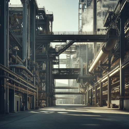 Industrial Plant with Steel Structures and Machinery