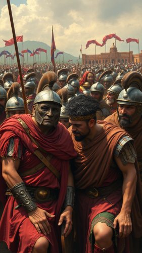Injured Roman Soldiers at Military Camp