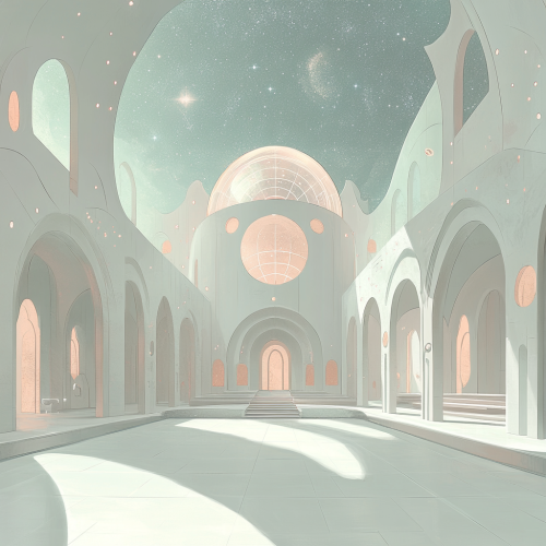 Inside A Beautiful Futuristic Gothic Chapel With Stars