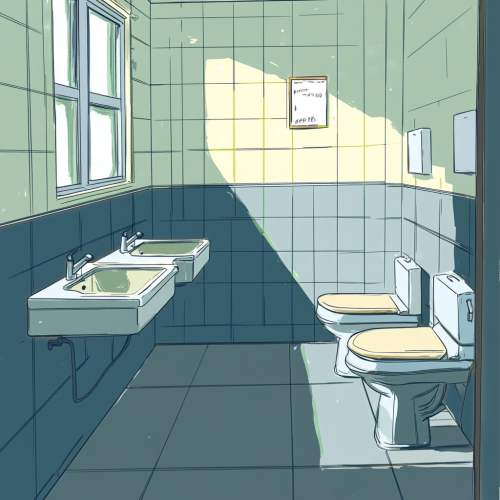 Inside a canteen's public toilet with window