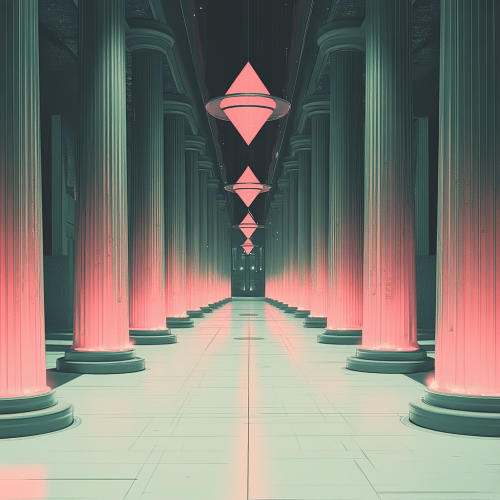 Inside a shiny Aztec temple at night