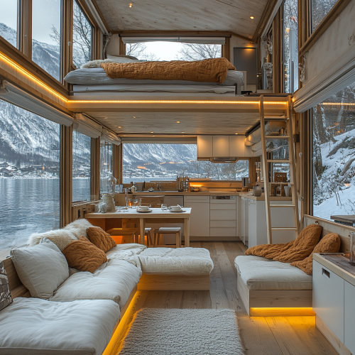 Inside a small Japanese home on a snowy mountain