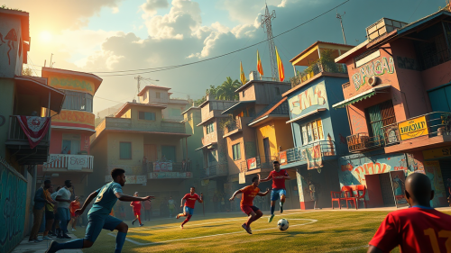 Intense Street Football Match in Brazilian Favela Intense Street Football Match in Brazilian Favela