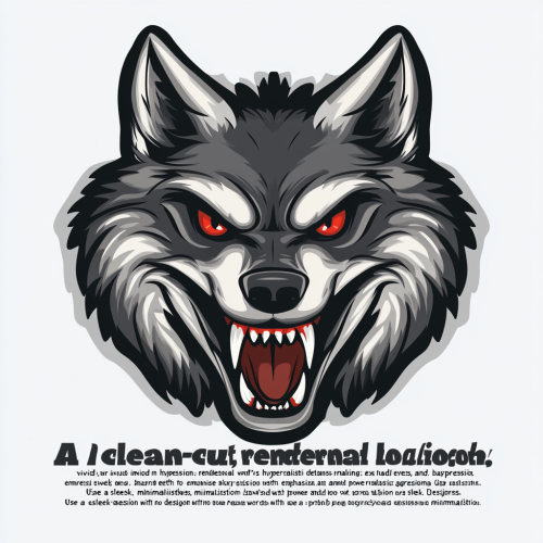 Intense wolf head logo in black and red