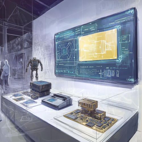 Interactive AI Exhibit with Old & Modern Tech Display Interactive AI Exhibit with Old & Modern Tech Display