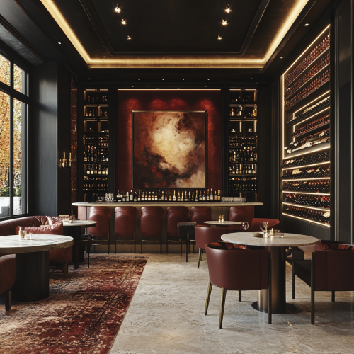 Interior design concept for high end art gallery/wine bar