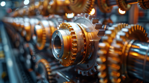 Intricate gear machinery with washed-out effect and soft lighting