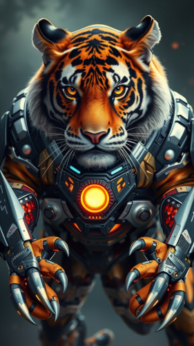 Iron Man-Tiger Hybrid Ready in Techno-Jungle Battlefield