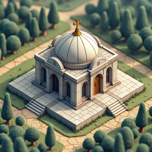 Isometric Mausoleum Buildings in Fortnight Style