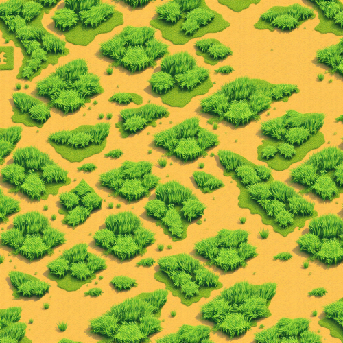 Isometric videogame grass tiles in ultra-detailed perspective.