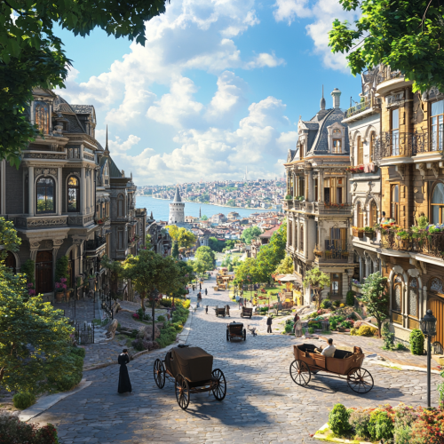Istanbul Past 1900s Photographic View 3D Render
