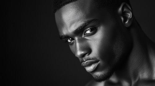Jamaican man in elegant black and white portrait