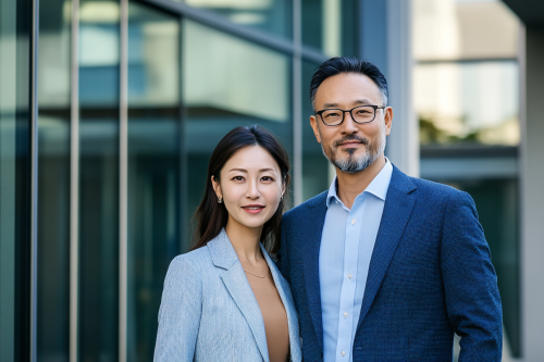 Japanese Man and Woman in Business Attire