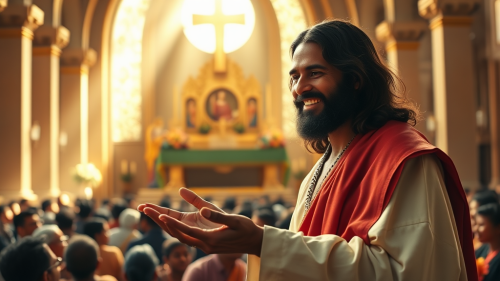 Jesus Christ brings hope and healing to crowd.